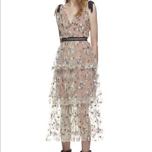 Self Portrait Star Mesh Tiered dress